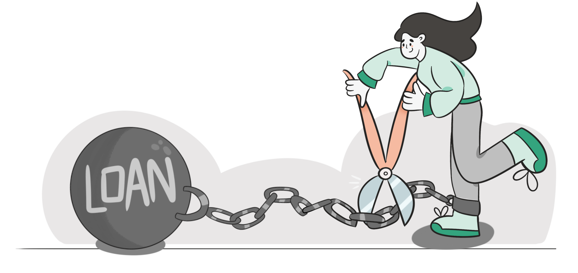 Person breaking free from loan debt