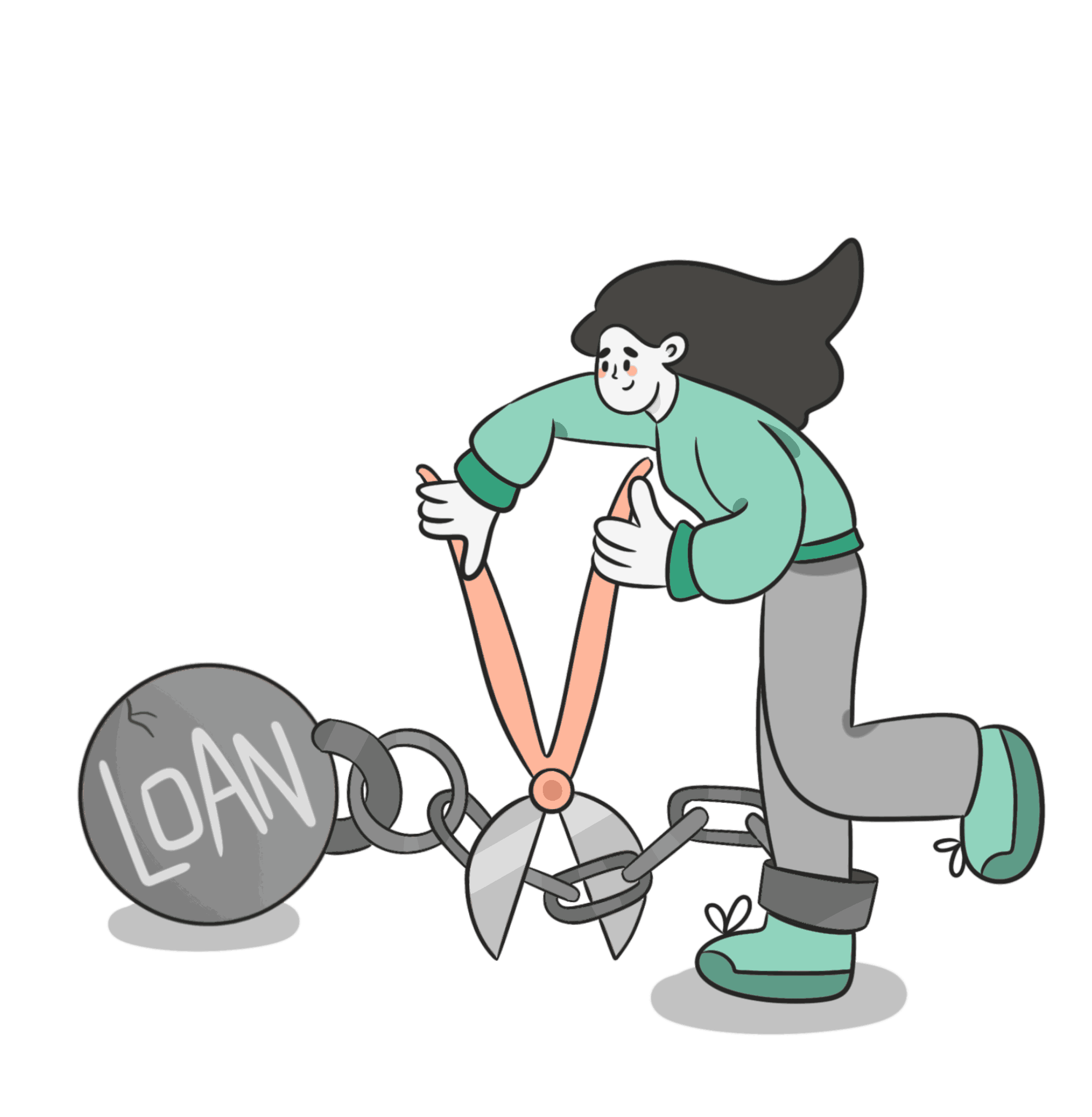 Person breaking free from loan debt